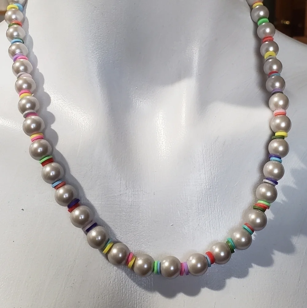 NWT KIDS pearls bracelet NECKLACE 15 INCH multicolored Christmas gift Girls